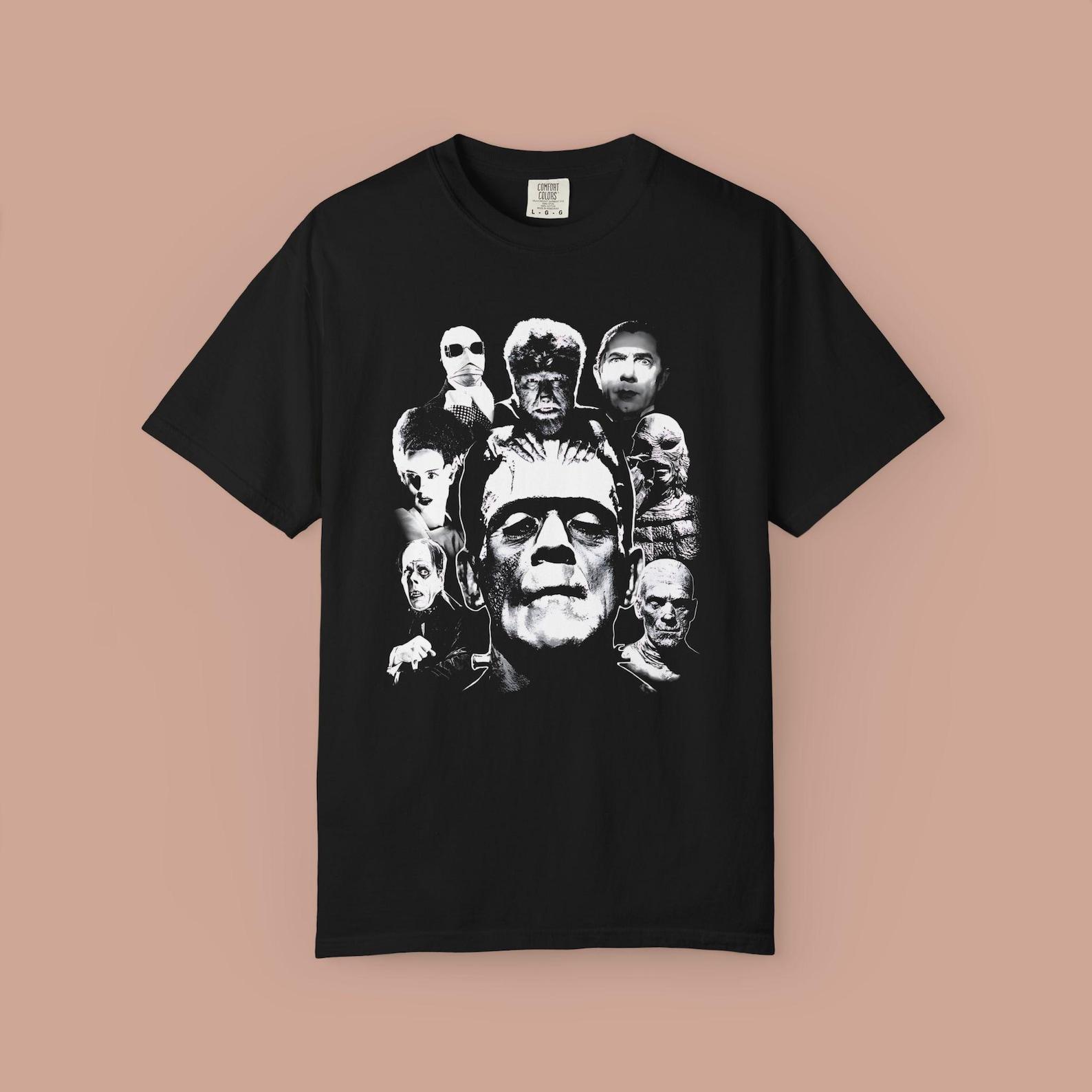 Monsters Unisex Garment-Dyed Comfort Colors Halloween T-shirt. Horror Gift M