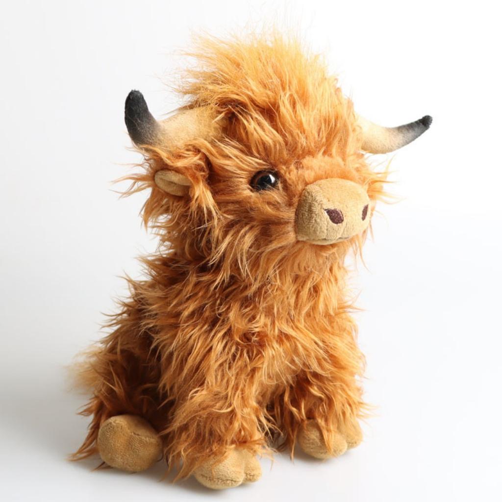 Fluffy Highland Cow Plush Toy Long Hair Scottish Stuffed Animals Kawaii Farm Animal Plushie Soft Squishy Gift For Kids Farm Deco