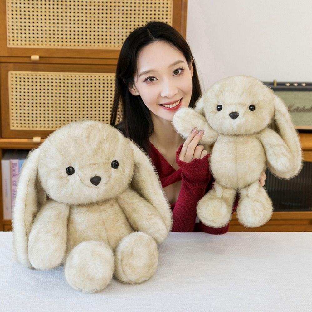 Fluffy Big Ear Rabbit Plush Toy Interactive Stuffed Animals Rabbit Toy  Birthday Parties