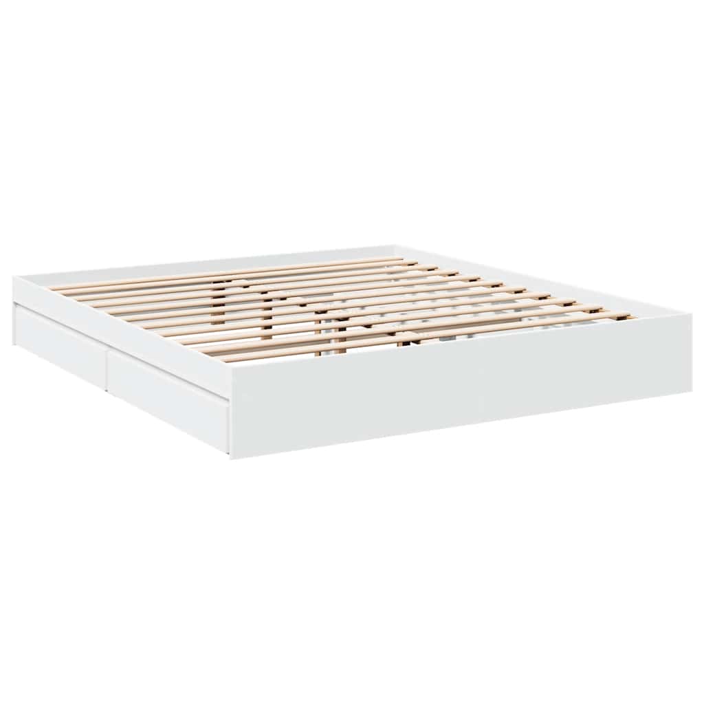 vidaXL Bed Frame with Drawers White 180x200 Cm Wood Material