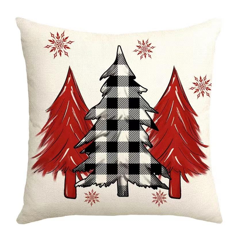 Christmas Pillow Red Christmas Tree Snowflake Home Decoration Pillow Cover