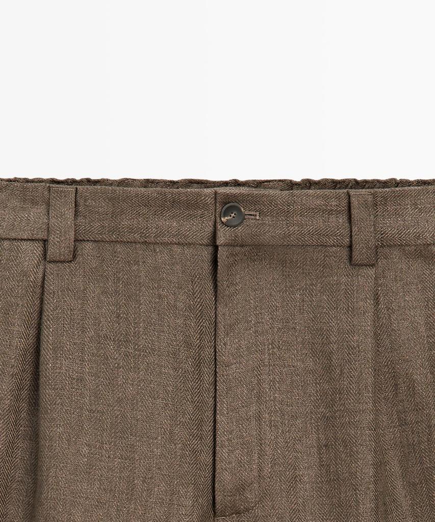 Masimodutti Total Look Linen Herringbone Detail Pants