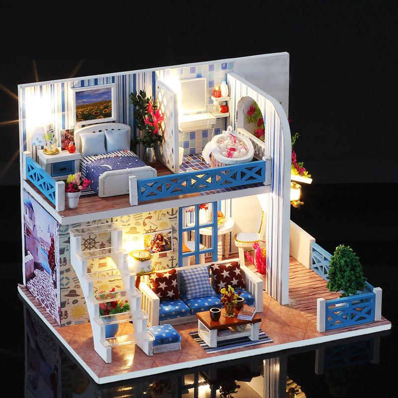 Diy Dollhouse Furniture Diy Miniature Building Kits Tiny House Doll Houses Casa miniaturas For Children Birthday Christmas Gifts