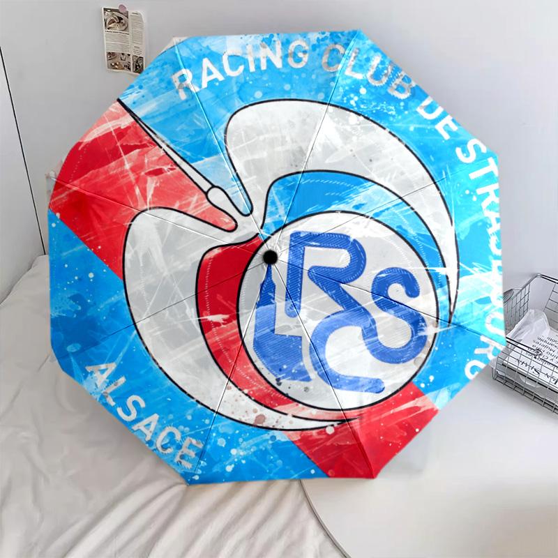 RC Strasbourg Alsace pattern, automatic folding umbrella, portable and foldable design, 8 ribs, a Christmas or birthday gift.
