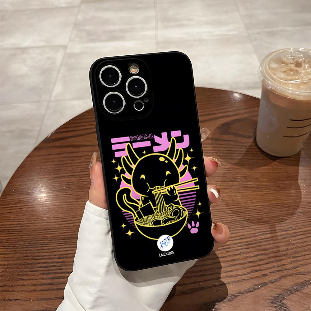 Axolotl And Ramen Phone Case For 17 Pro Max Iphone 14 Pro Max 12 16 15 13 Pro 11 Xr X Xs 8 7 Plus Back Cover