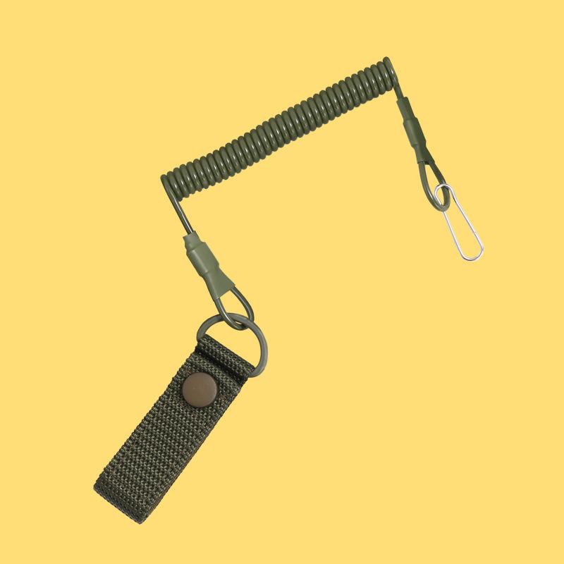 Tactical Spring Gun Rope Outdoor Belt Seal Waist Chain Anti-loss Multifunctional Wire Spring Lanyard Hiking Buckle Key Chain