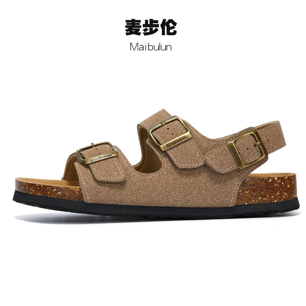 Fashion Gladiator Rear Strap Cork Sandals Women Thicken Soled Brand Couples Travel Beach Sandales Flat Shoes Buckle Belt Clogs Sandalias