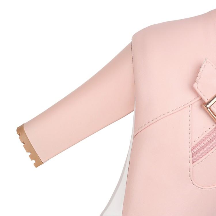 Dámské kotníkové boty na vysokém podpatku podzim a zima nové voděodolné stolkové silný podpatek velká velikost nadýchané kotníkové boty