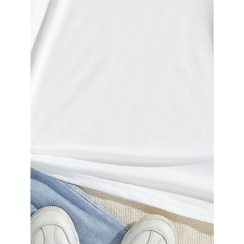 Colorful Rainbow Happy Birthday Girl Print White T-Shirt Soft Round Neck Short Sleeve Tops Casual Birthday Party Tee