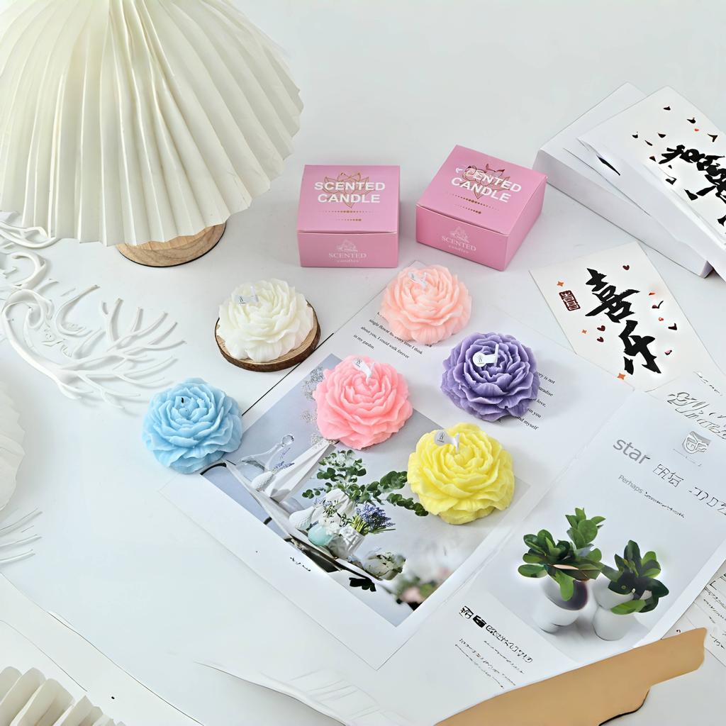 Creative Peony Flowers Aromatherapy Candle Flower Shape Souvenir Gift Ornaments Mother's Day Women's Day Gift
