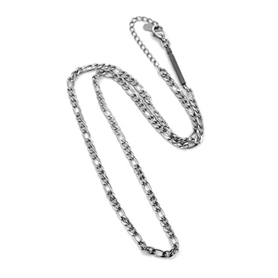 Wrapped Slendery Chain Necklace Figaro 55cm Surgical Stainless Steel Hypoallergenic Custom Pouch Included Brand [Lionheart] Men's