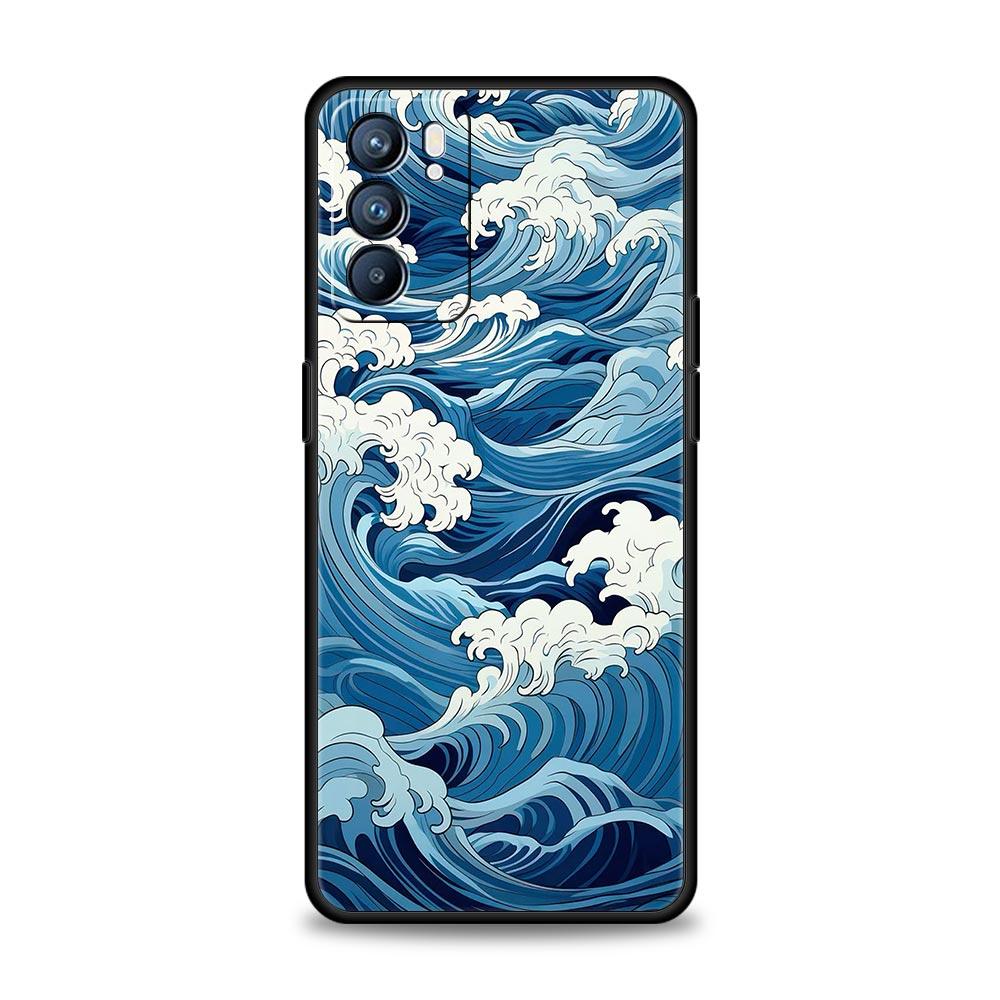 Fashion Great Blue Wave Phone Case For Oppo Reno13 Reno12 Reno11 F Reno10 Pro A54 5G Find X5 A53 A52 A9 A17 4G A79 A80 A98 Cover