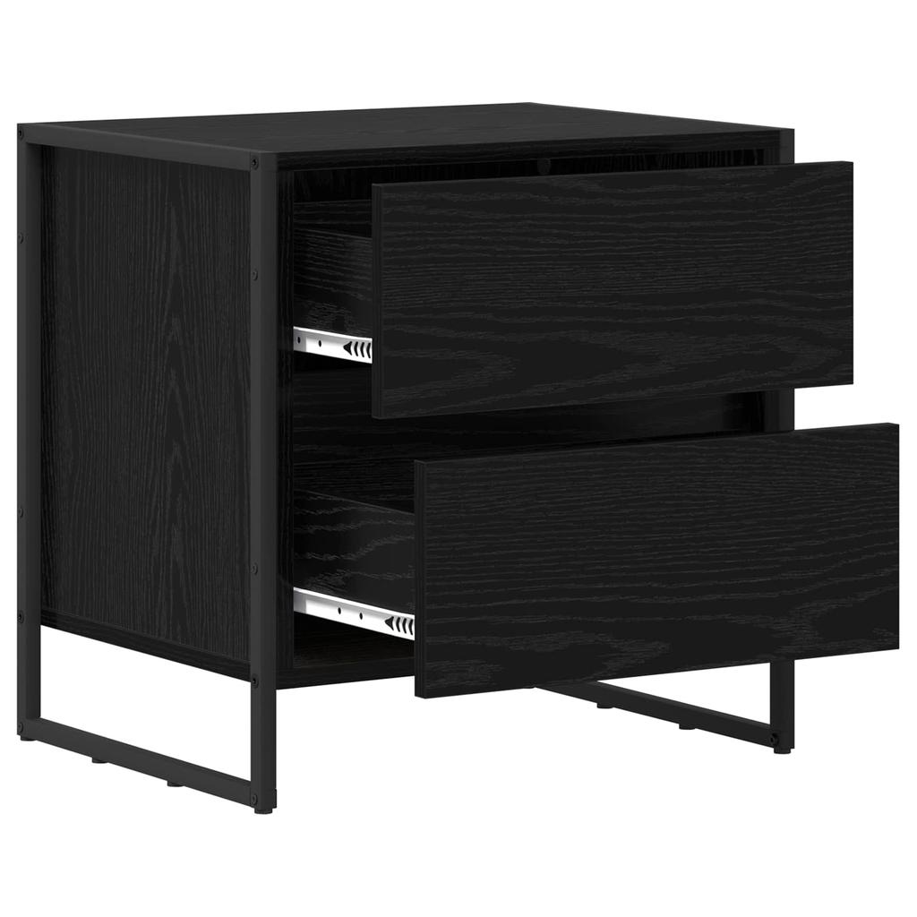 Nightstand Black Oak Effect 50 x 39.5 x 50 cm Engineered Wood