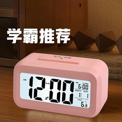 1Pc Student Alarm Clock Large Screen LCD Desktop Luminous Digital Display Intelligent Photosensitive Electronic Clock Creative Gift Smart Clock