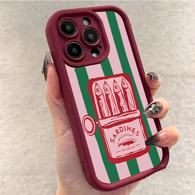 Lustige Sardinendose Retro Gestreifte Handyhülle für iPhone 17 AIR 16E 15 14 13 12 11 PRO MAX MINI XR XSMAX 7 8 PLUS Y2K Weiche Hülle