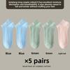 5 Pairs of Women's Spring and Summer Thin All Match Pure Color Sweat Absorbing Antibacterial Breathable Socks