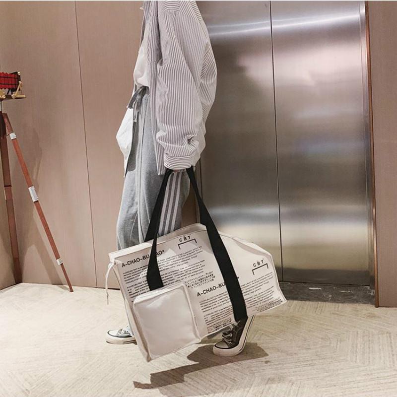 Large Capacity Tooling Canvas Shoulder Bag Men and Girls Hip-hop Bag Handbag Women