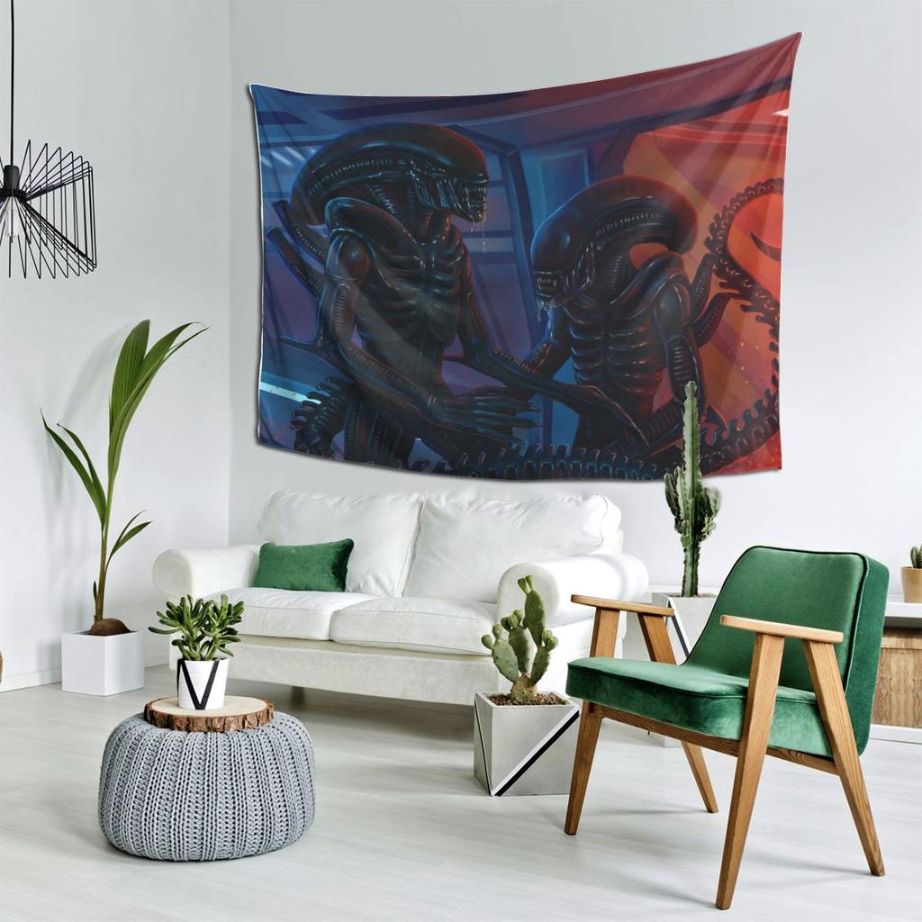 Xenomorph Alien Tapestry Decor Art Aesthetic Tapestries for Living Room Bedroom Home Wall Cloth Wall Hanging