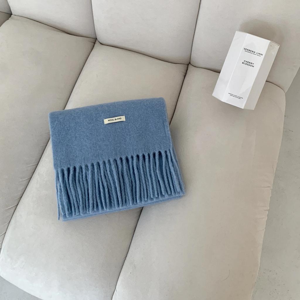 Bufanda Cálida Tejida de Alta Calidad, Estilo Coreano, Versátil, con Borlas, Clásica para Otoño e Invierno, Mezcla de Lana, para Parejas