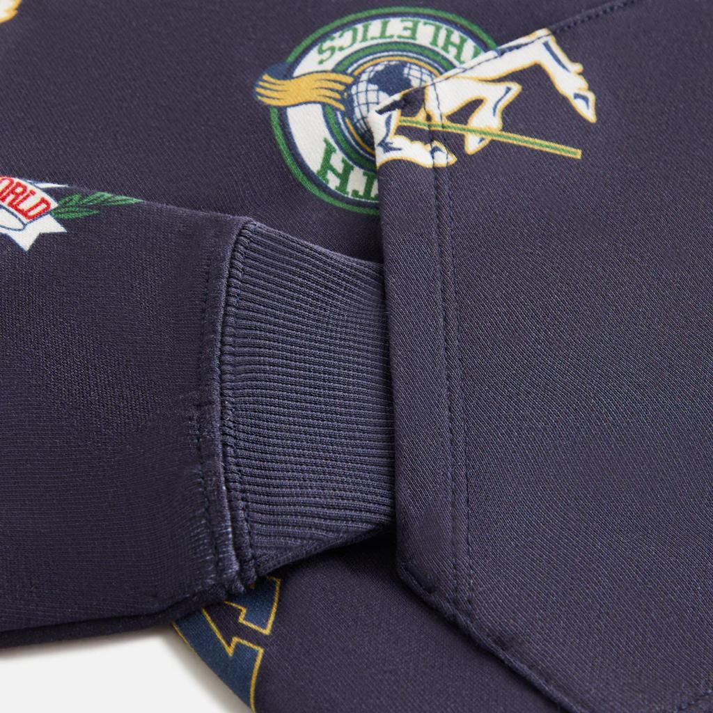 Kith Aw24 Fall Classics 2024 Series Printed Nelson Hooded Letter Pullover Long Sleeve Sweatshirt Kids Sweatshirt Navy-Blue KHK030584-413