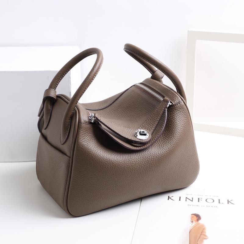 Cross-border Foreign Trade First-layer Cowhide Pillow Bag Fashionable Versatile LD Bag Doctor Bag Large Capacity Underarm Shoulder Bag Women