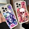 Phone Case for iPhone 17 Air 16E 15 16 Pro Max Floral Skull Flower Skeleton Cover 14 Plus 13 12 Mini Soft Shell Silicone Fundas