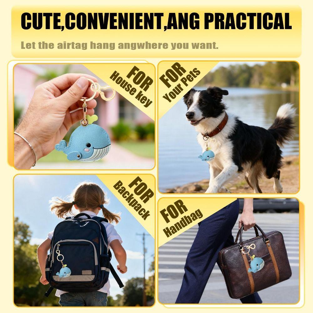 Anti-Drop Leather Keychain Antirust GPS Case Cover for Airtag Protective Cover  For Keys Bag Wallet