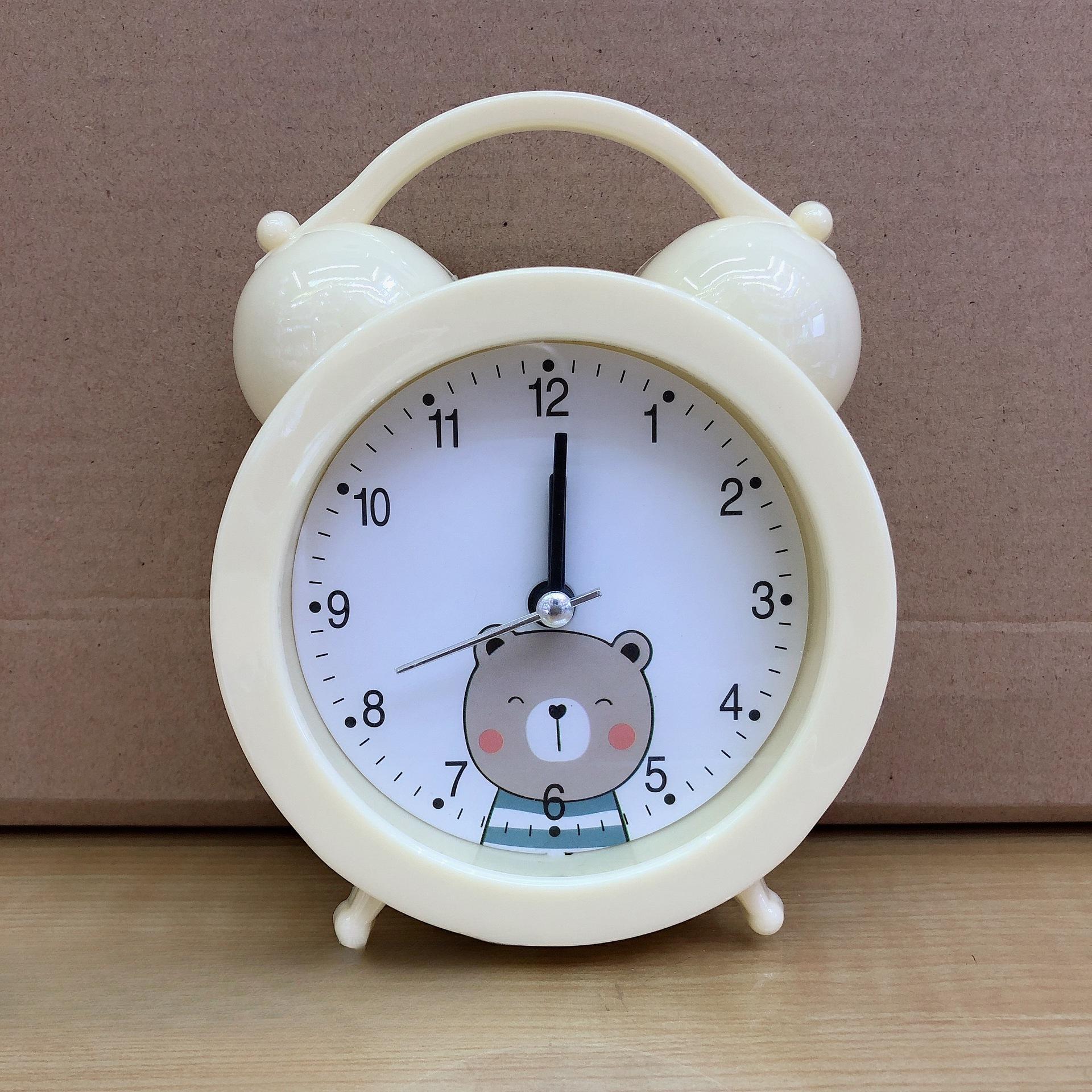 

Современный простой милый мультяшный будильник маленького размера конфетного цвета с ручкой для детской ленивой учебной комнаты