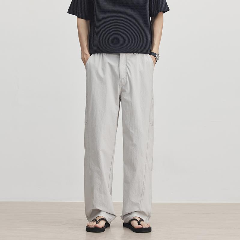 American simple and versatile casual pants men's spring new trend high-end straight loose wide-leg pants