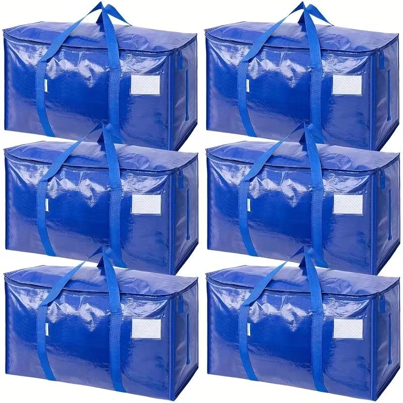 6 pack  Heavy-Duty Storage Box with Zipper, Large Capacity Space Saving Plastic Organizer for Home, Closet, Garage and Travel