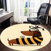 1pc Bee Dog Dachshund Office Round Area Rug, Under Office Chairs Bedroom Living Room Home Decor, Room Deco