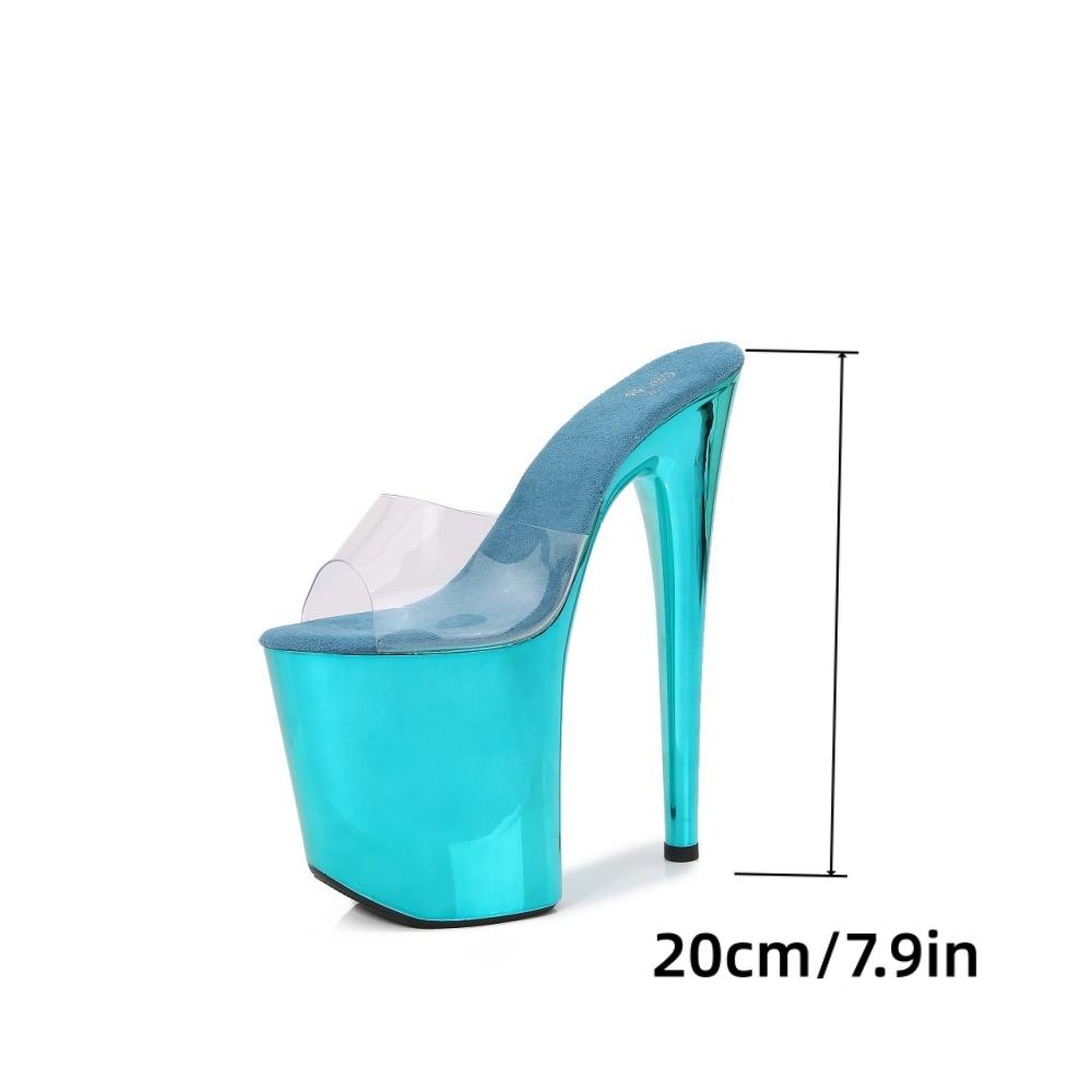 20CM  Nightclub Women's Shoes Waterproof Table Roman Fish Mouth Lady Super High Heel Slippers 20cm  LFD-8820-Q4