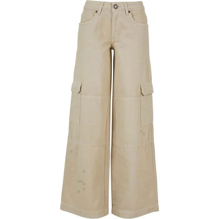 Jeans Cargo Femme - Urban Classics - Blanc Cassé - Denim Robuste - Poches Cargo - Taille Standard