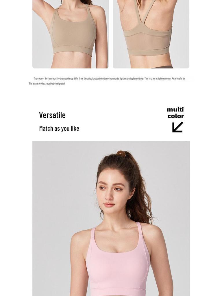 Cross-Strap Shockproof Sports Bra with Integrated Cup - Breathable, High-Intensity Performance Yoga Wear