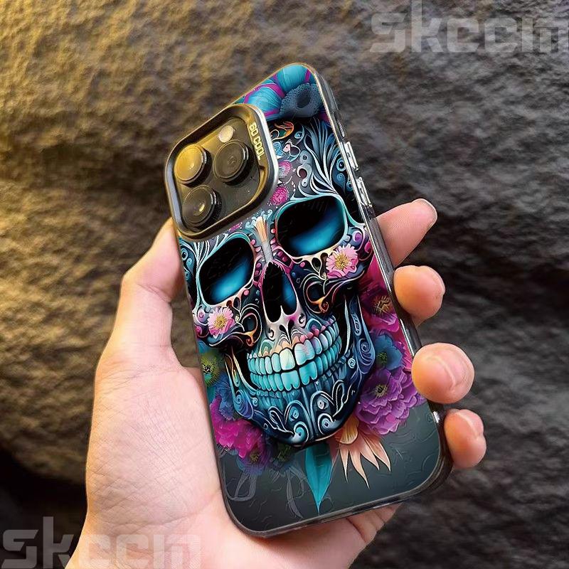 Halloween Colorful Skull Pumpkin Ghost Bat Pattern Phone Case For iPhone 17 16 Pro Max 15 Pro 14 13 12 11 7 8 Plus X XS XR Cover