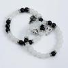 2Pieces Elegant Crystal Bead Bracelet Magnetic Clasp Handchain for Couples Adjustable Matching Wristbands Accessory