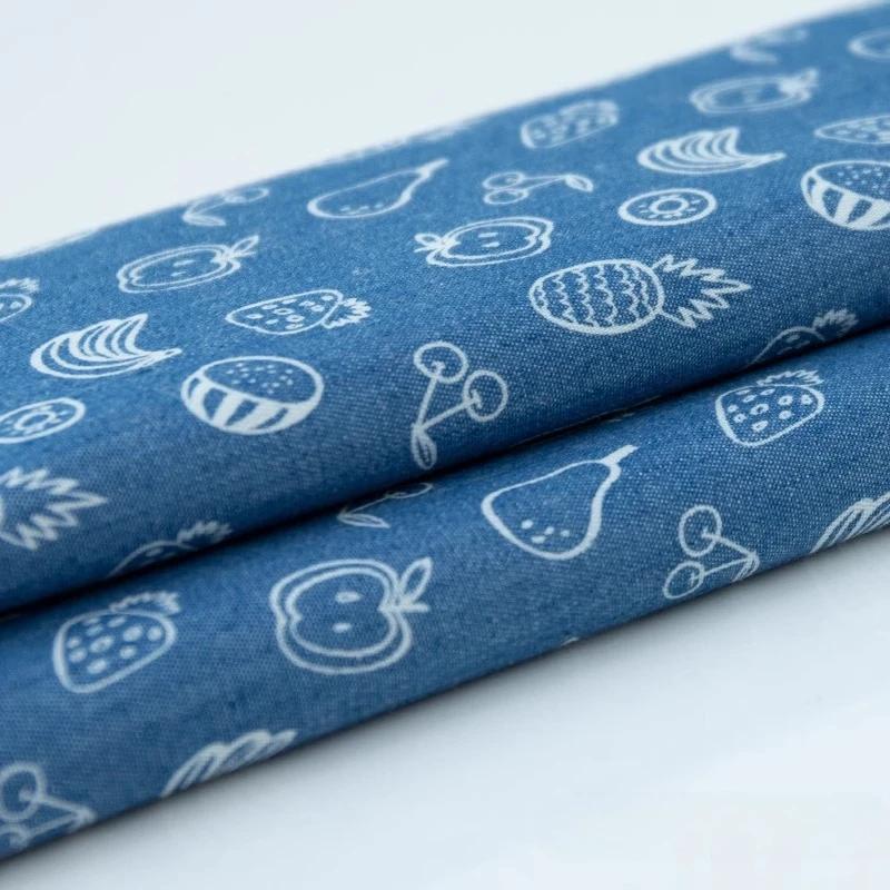 100x150cm Thin Style Washed Printed Fabric Pure Cotton Denim Fabric Summer Clothing Pants Short Dress DIY Clothing Shirt Fabric