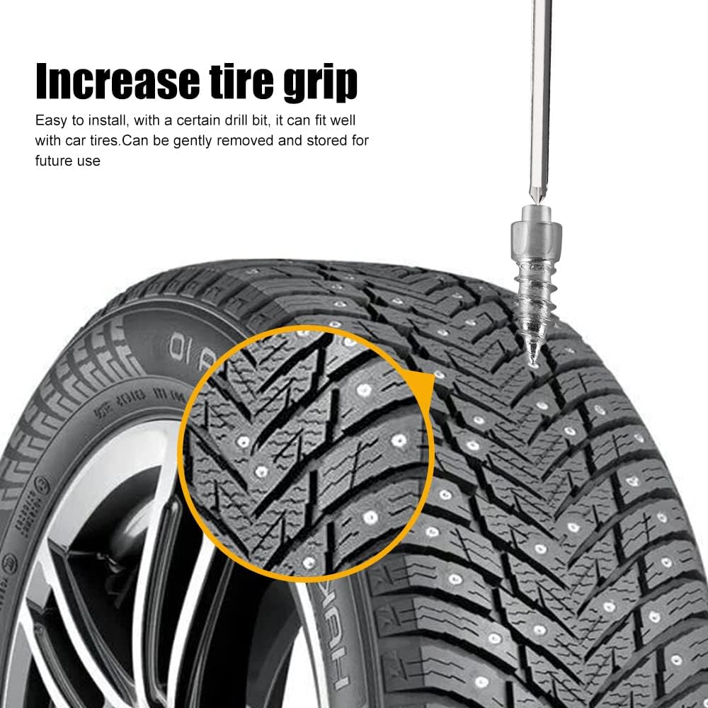 12mm Tire Studs for ATV, 200pcs Carbide Screw Anti-Slip Studs for SUV,Motorbike,Motorcycle,Dirt Bike,Tractor,Snowblower Reble Anti-ice Snow Spikes