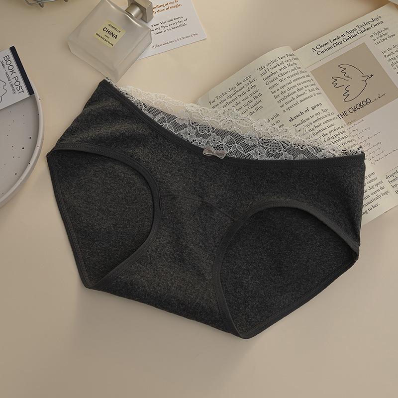 Damen Frühling und Herbst Spitze Rand Reine Baumwolle 10A Bakteriostatisch Erweiterter Schritt Hüfte Mittlere Taille Dreieck Slip