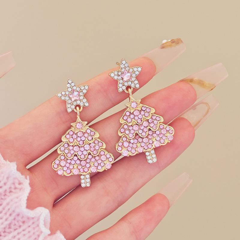 

Korean Christmas Gold Pentagram Tassel Earrings - High-End Niche Style