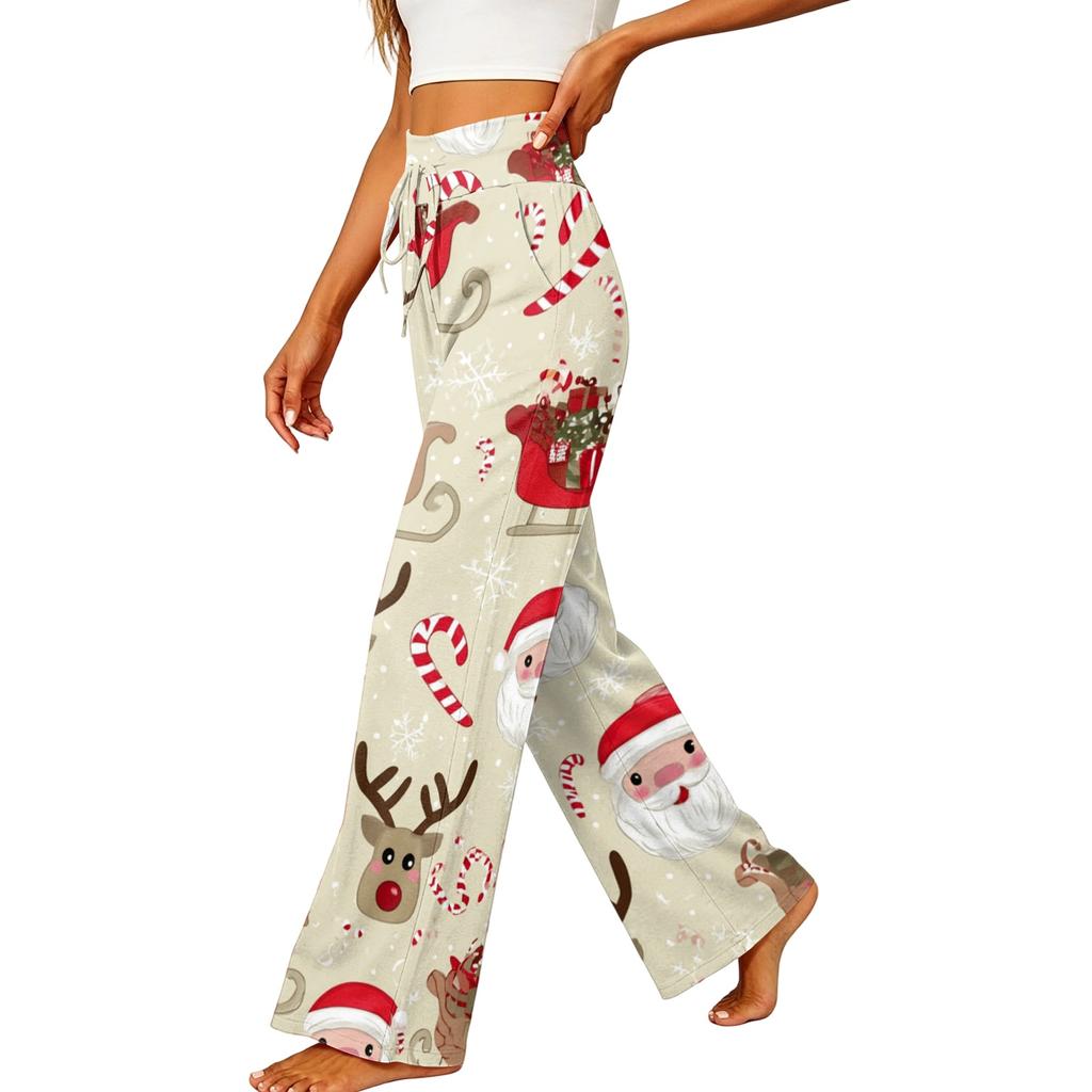 Women's Casual Straight Leg Pants with Elastic Waistband and Pockets for Everyday Wear