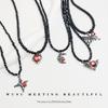 Fashionable Necklace Adornment With Black Crystal Beads Highlighting Heart And Butterfly Symbols For Modern Women