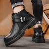Marke Britische Leder Rutschfeste Motorradstiefel für Männer Mode Lässige Plateauschuhe Mann Designer Weiche Sohlen Mann Stiefeletten