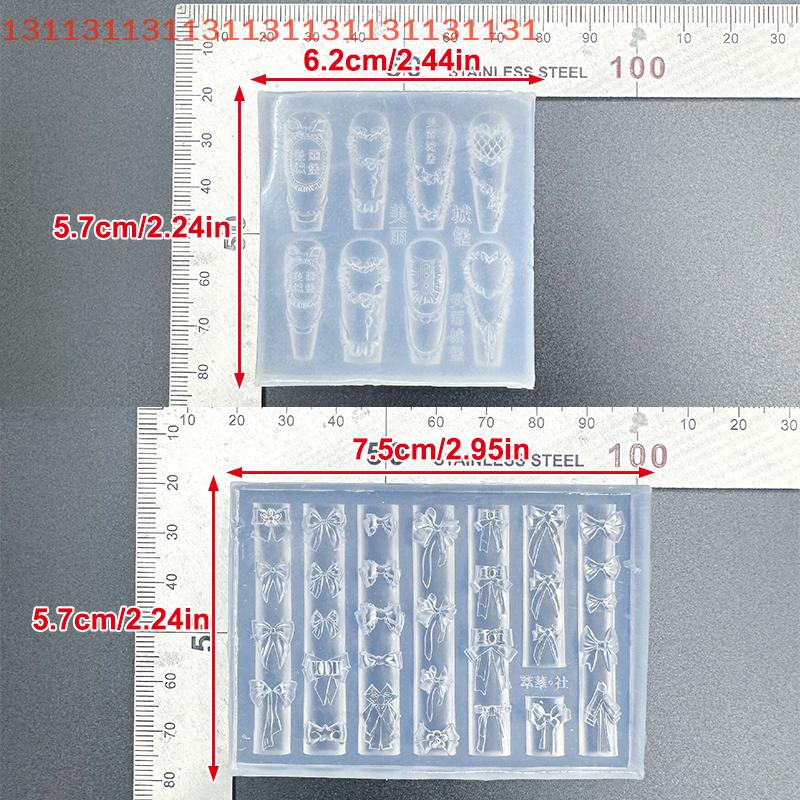 Cake Cream Skirt Bowknot Ribbon 3D Acrylic Mold Nail Art Decorations DIY Design Silicone Nail Art Mold Template For Nail Charms