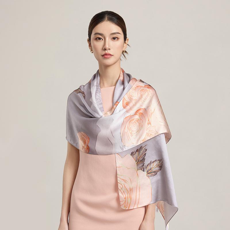 170X50Cm Women Silk Scarf Long Head Scarves 100% Silk Shawls Wraps Floral Scarf  Print Neckscarf Pure Real Silk Scarves