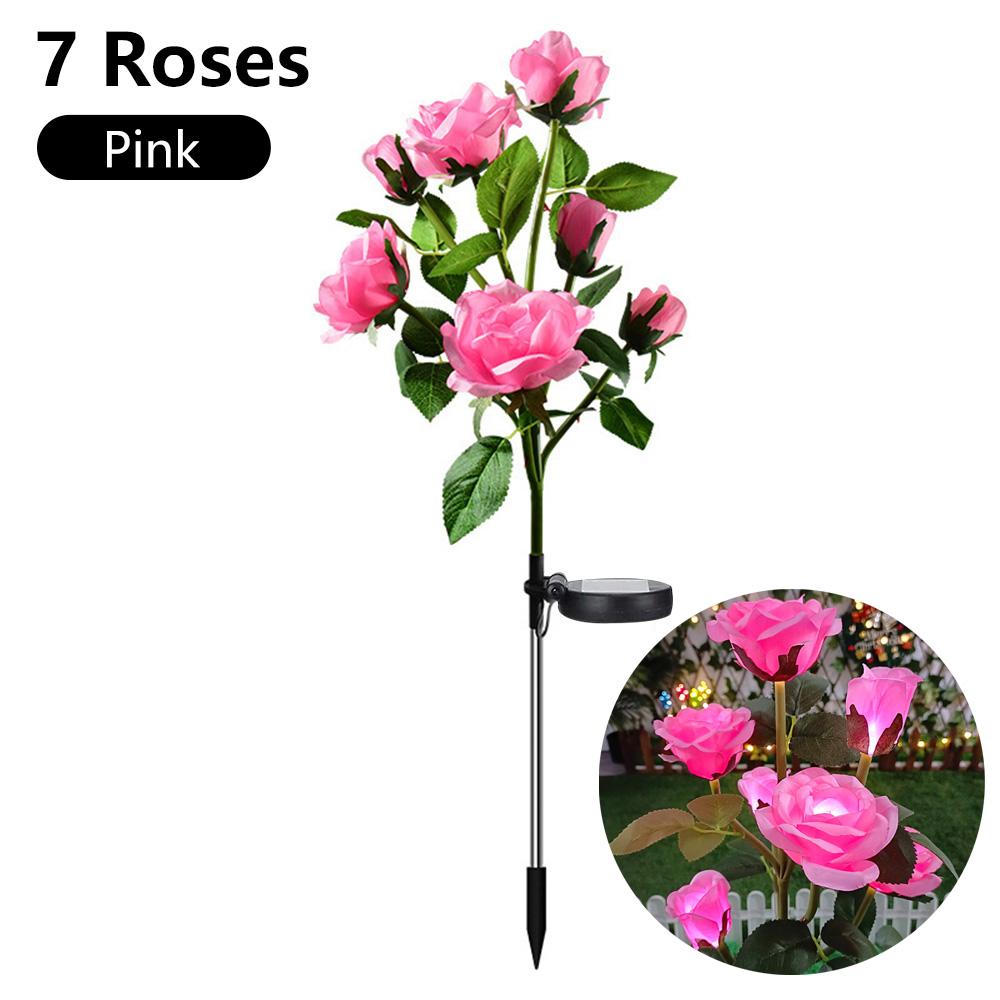 3/4/5/6 Head LED Solar Simulated Rose Lights Garden Yard Patio Lawn Lamp Night Light Home Landscape Decoration Flowers Light
