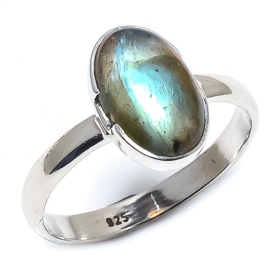 Natural Labradorite Gemstone Handmade 925 Sterling Silver Gift Ring S.9.5 h2v65