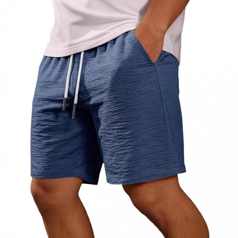 Mens Lightweight Cotton Linen Shorts Loose Fit Elastic Waist Drawstring Casual Sport Beach Walk Short Pants