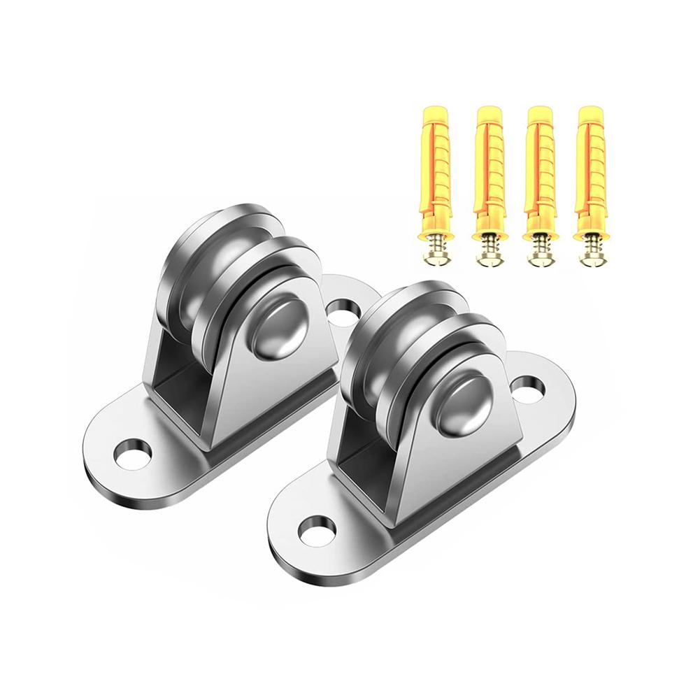 

2/4Pcs Heavy Duty Fixed Pulley with Mounting Screws and Expansion Pulley Block Kit Detachable for Sliding Gate and Wire Rope 2Pcs