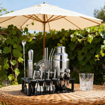 Bancone Barman Utensili da Bar Bicchieri Acciaio Inossidabile Shaker per Cocktail Organizzatore Scaffale Metallico Portautensili